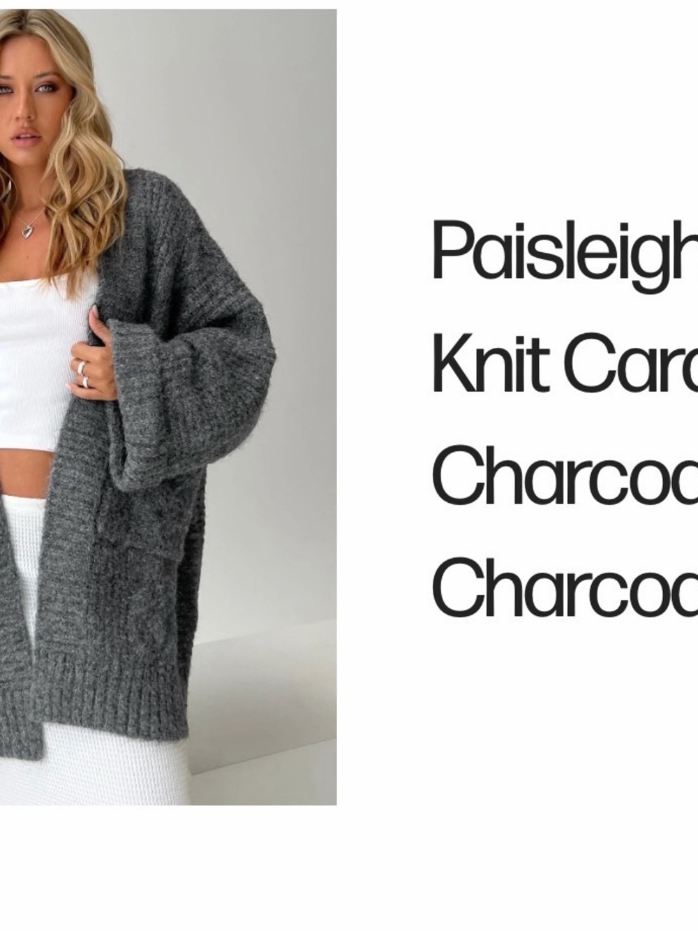 Princess Polly Charcoal Knit Cardigan Sweater
